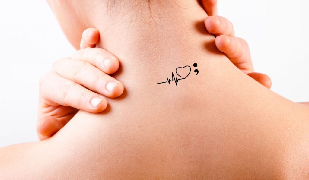 Beating Heart Semicolon Tattoos