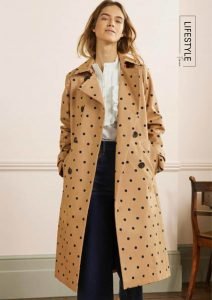 Khaki Trench With Art Dots