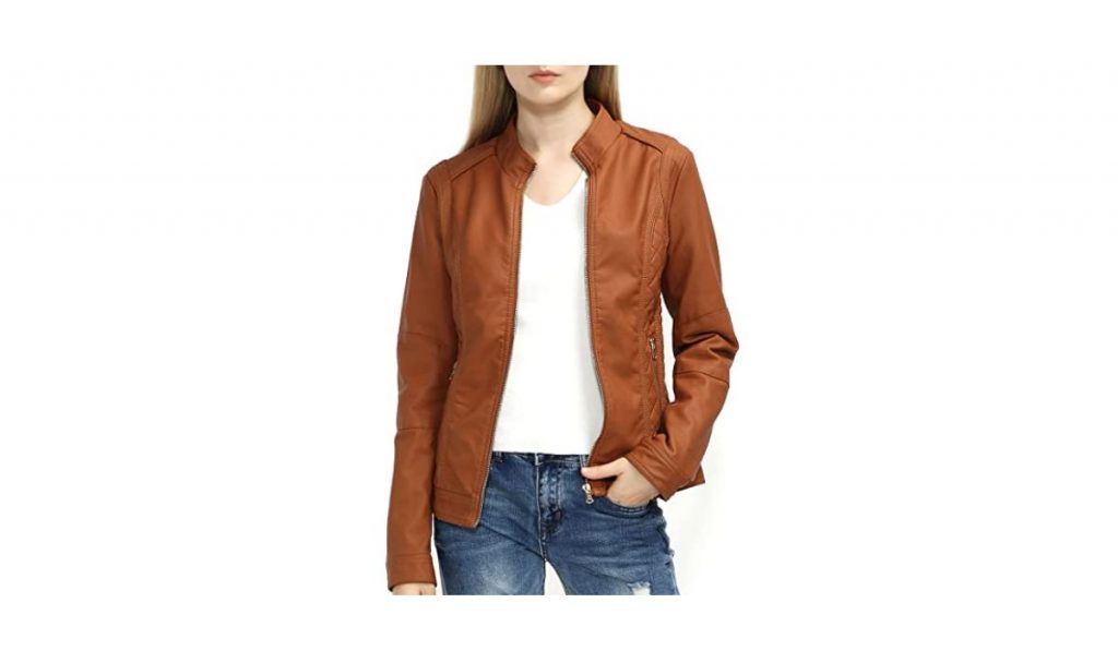 brown leather jacket for women
