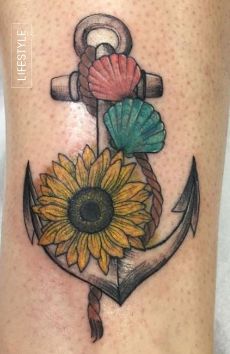 Anchor Tattoo with Flowers