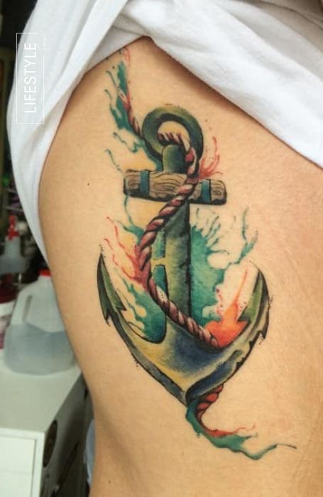 Splashes of Paint Anchor Tattoo