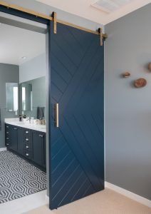 Geometric bathroom doors