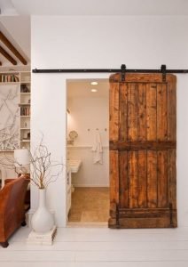rustic bathroom door.