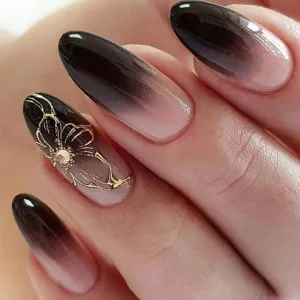 Black Ombre Featuring Gold Floral Design
