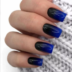 Design For Blue And Black Ombre Nails