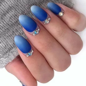 Design For Blue Ombre Nails With CrystalsDesign For Blue Ombre Nails With Crystals