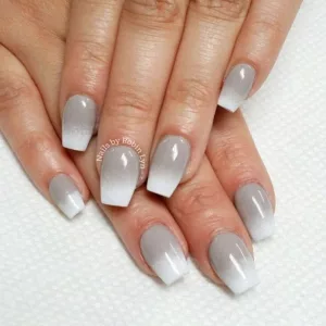 Elegant Ombre Design In Grey For Square-Shaped Nails