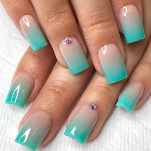 Metallic Mint Ombre With Crystals