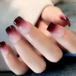 Nails in Burgundy Ombre