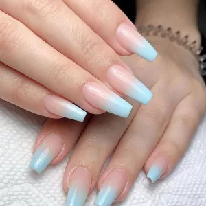 Nude And Blue Matte Ombre