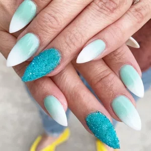 Ombre Nails in Aqua and White