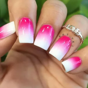 Ombre Pink and White Nails