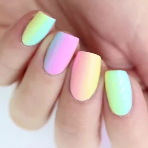 Pastel Rainbow Gradient Nails