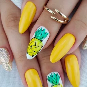 Pineapple Party Summer Acrylic Nail
