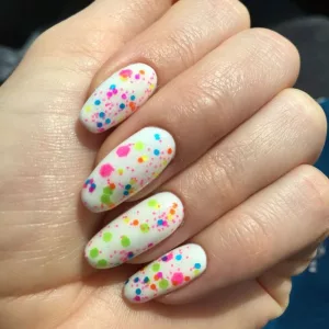 Rainbow Confetti Nail Design