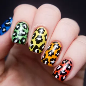 Rainbow Leopard Nails