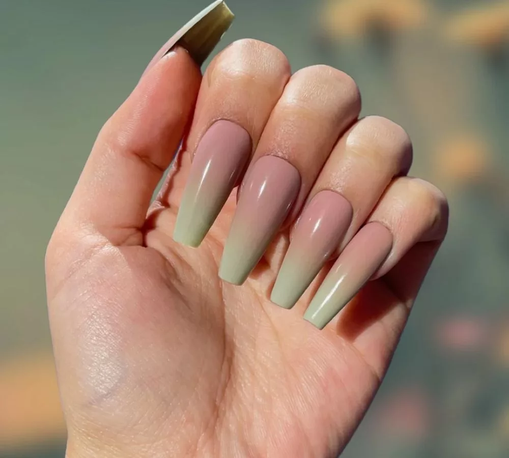 Sage Green Ombre Tips