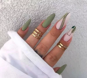 Sage Green Tips with Abstract Art