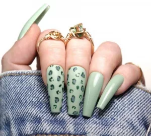 Sage Green Tips with Animal Print