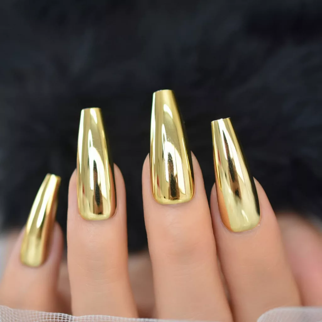 Metallic acrylic summer nails