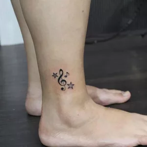 Music Symbols Tattoo for Men on Ankle