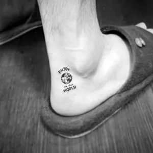 Quotes or Script Men on Ankle Tattoo