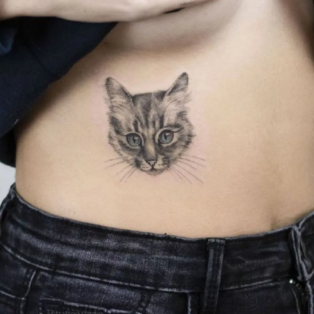 cat tattoo navel
