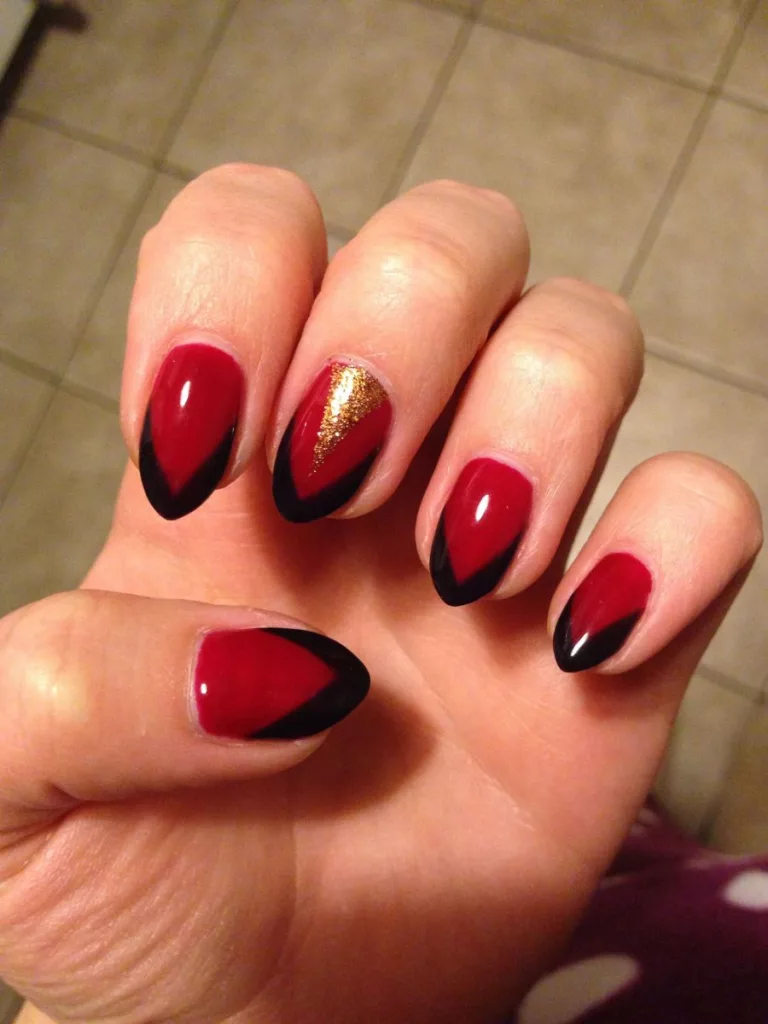 Abstract Art Red And Black Nail Design