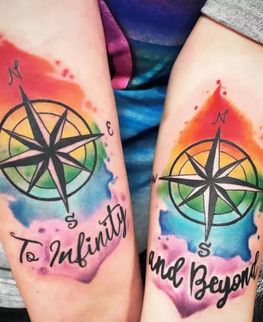 Compass Brother and Sister Tattoo