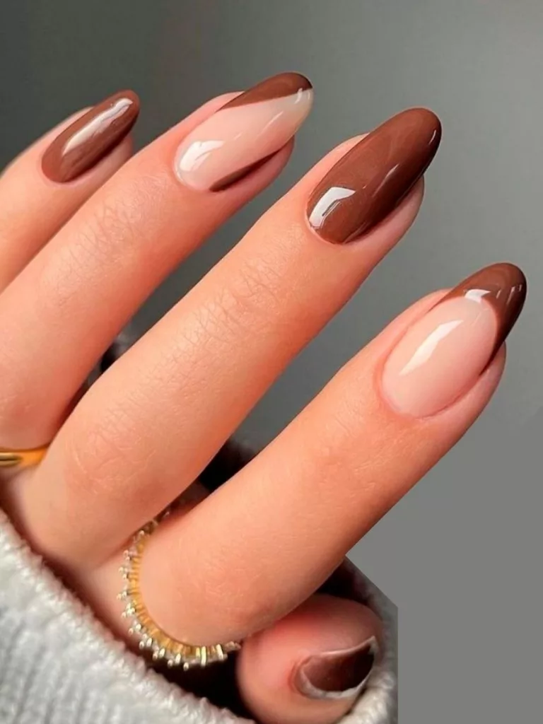 Espresso Nails with Glossy Tips