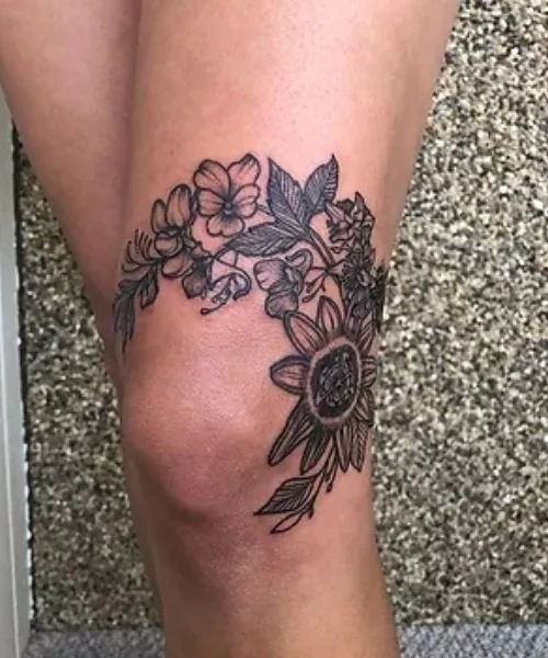 Floral Knee Tattoos