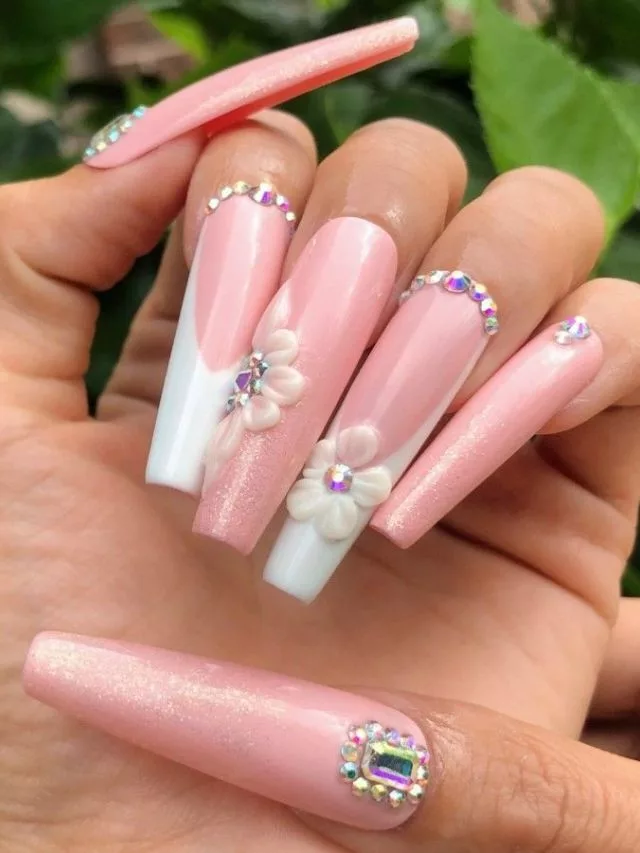 Florals gangster Instagram baddie nails