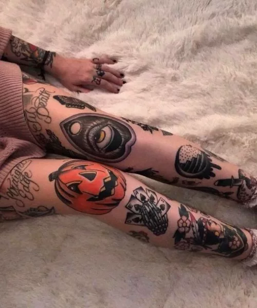 Halloween Knee Tattoo for Female