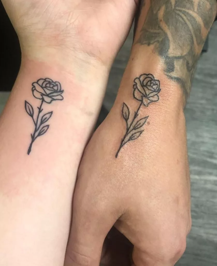Matching Floral Tattoos With Dates