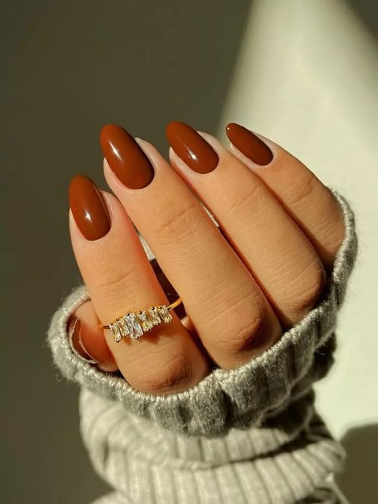 Reddish Brown Acrylic Nails