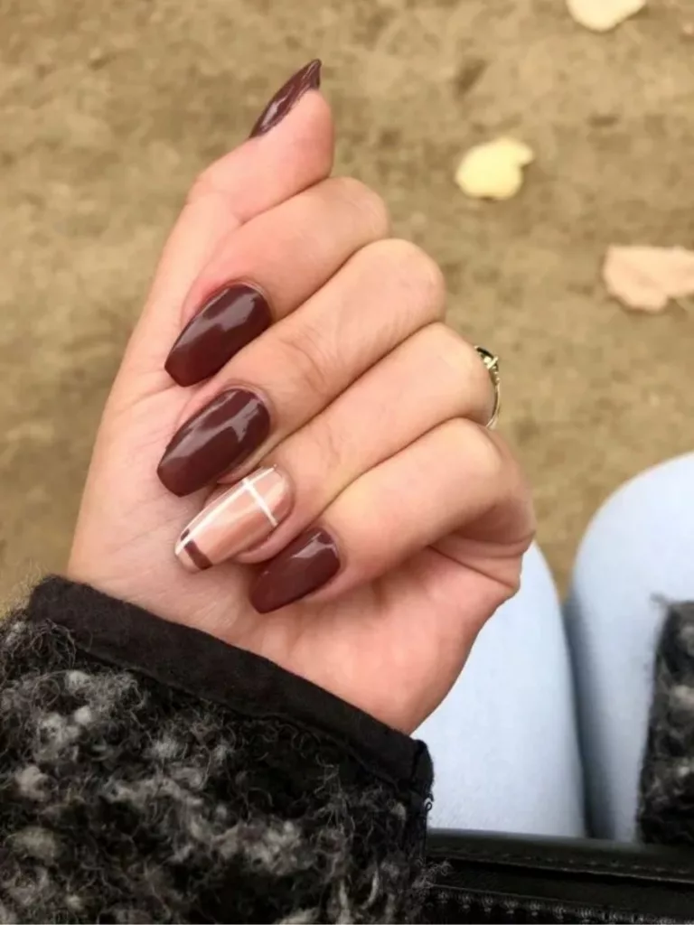 different shades of brown nails french tip