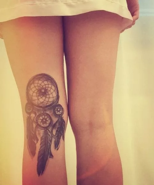 dream-catcher-Knee-Tattoos-For-Females