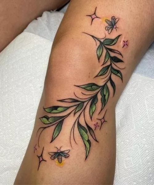 leaf-Knee-Tattoos-For-Female