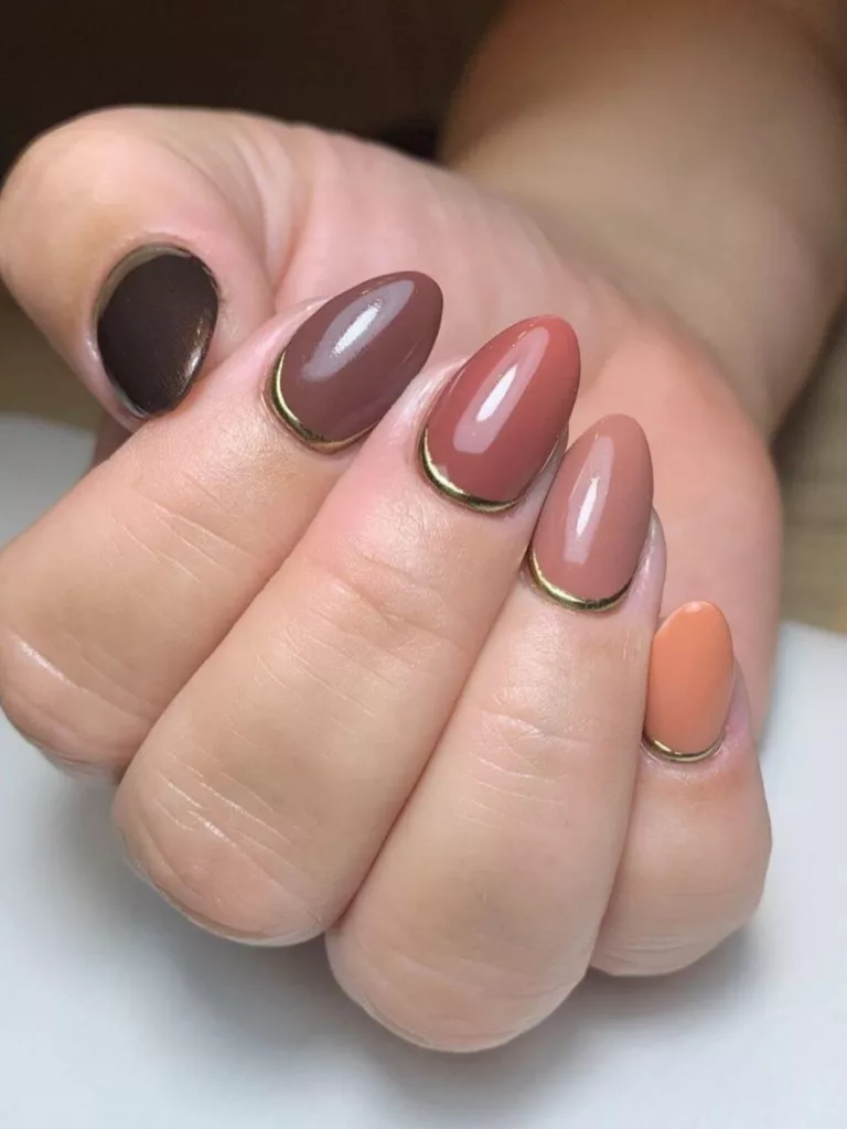 light and dark brown nails design