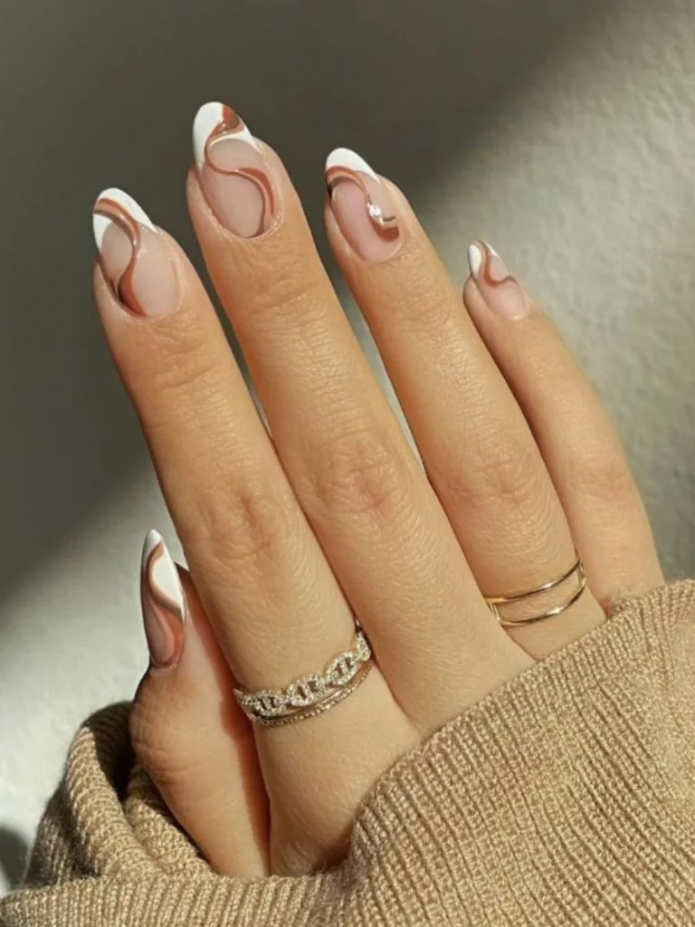 swirls-shades-of-brown-nails