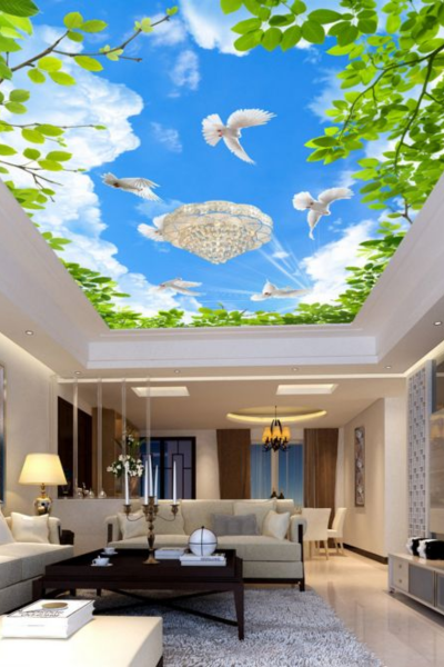 Bird Wallpaper Ceiling Design