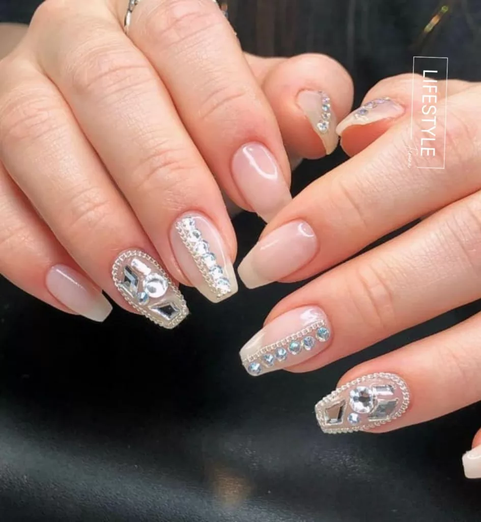 coffin nail designs with rhinestones